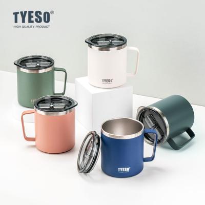 China TYESO 14oz PORTABLE Travel Double Wall Mug Insulated Stainless Steel Coffee Mug with Bpa Free Handle and Lid for sale