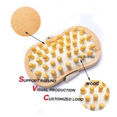 China OEM Logo Body Massager Anti Cellulite Massager Hand Held Cellulite Massager Brush Wood Spa Wooden Body Brush for sale