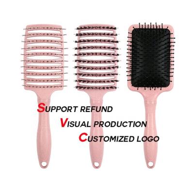 China Detachable Curly Logo Hair Brush Bore Bristle Custom Hair Brush Beard Scalp Massage Comb Home Bristle Hair Brush For Beauty for sale