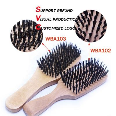 China Home Hotel Barber Shop Salon Barber Shop Custom Large Western Logo Printing Paddle Hair Brush Beard Brush and Comb Set for sale