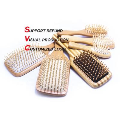 China Eqiupment Multifunctional Custom Logo Beauty Biodegradable Bamboo Hair Straightener Sweep Wooden Detangle Brush For Curly Hair for sale