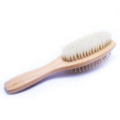 China Custom Logo Double Side Style Wooden Fancy Eco-Friendly Hair Brush Static Free New for Baby and Adult for sale