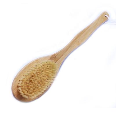 China EXFOLIATING Natural Hair Bamboo Dry Skin Bath Body Brush Back Long Brush Handle Bath Massager for sale