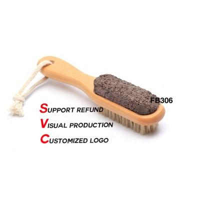 China EXFOLIATING Hot Sales Nail Clean Brush Tool Folder Manicure Cleaning Pedicure Remove Dust Brush With Pumice Stone for sale