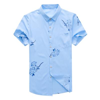 China Anti-pilling new summer brand men's printing men's casual shirt with short sleeves and cuffs for sale