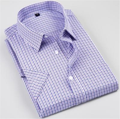 China 2020 New Men's Anti-Pilling Striped Plaid Shirt With Short Sleeves for sale