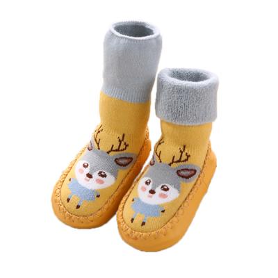 China 2021 New Toddler Toddler Spring Socks Terry Long Tube Thick Leather Cartoon Anti-skid QUICK DRY Sock Shoes for sale