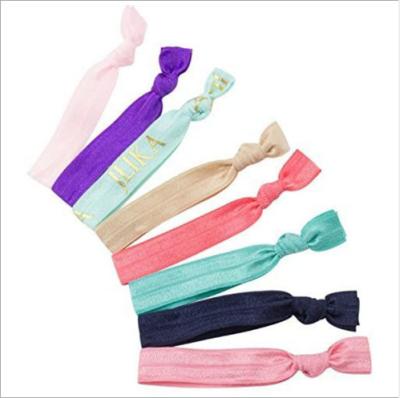 China Eco - Friendly Custom Logo Elastic Hair Band Ribbon Hair Tie for sale