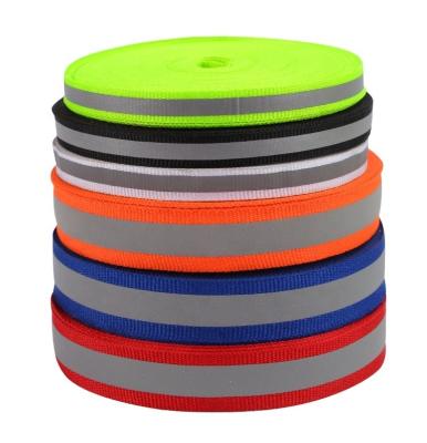 China Factory Customized High Tenacity High Quality High-Gloss Reflective Webbing Safety Warning Strips Polyester Reflective Marks for sale