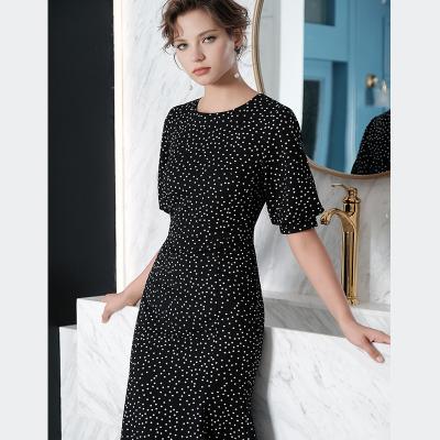 China Breathable White Dot Bodycon Fishtails Elegant Dresses Women Lady For Summer 2020 T2538/71 for sale