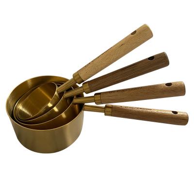 China Sustainable Custom Made Wooden Stainless Steel Measuring Cups Unique Measuring Cups for sale