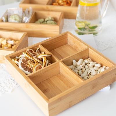 China Cheap Natural Bamboo Dried Fruit Storage Box Food Freshness Preservation Amazon Storage Box Bamboo Divided Tray for sale