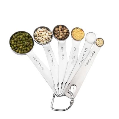 China Viable Cooking Silver Measure Mini Stainless Measuring Spoon 6 Piece Tool Kit Set for sale