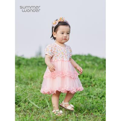 China Breathable Fluffy Skirt Floral Girls Dresses Kids Princess Lace Tulle Bridesmaid Dress Children's for sale