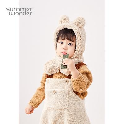 China Autumn And Winter Baby Lambswool Hat Scarf Super Cute Cute Long Infant Kids Hat for sale