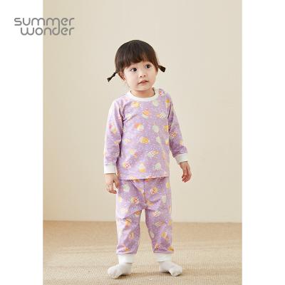 China Breathable Baby Cotton Children Pajamas Long Set Pants Suit Tops and Bottoms Infant Homewear Pajamas for sale