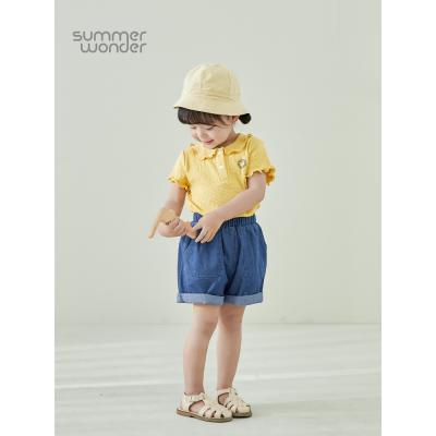 China Sustainable baby jeans shorts baby summer overall cotton baby pants big thin tracksuit short pants kids pp for sale