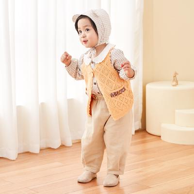 China Breathable baby cardigan vest boy and girl v-neck knit china wear vest sweater kids clothes for sale