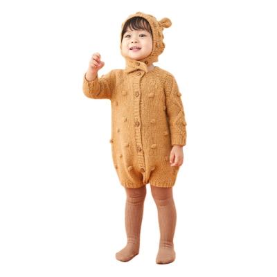 China Acrylic / Nylon Wooden Button Baby Clothes Long Sleeve Baby Onesie Jumpsuit For Baby for sale