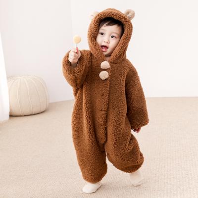 China 100% Polyester Lamb Cashmere Hoodie Baby Winter Romper Toddler Boys Overalls Body Suit Newborn For Kids for sale