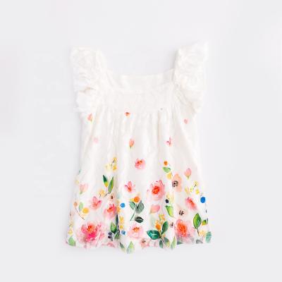 China High Quality Breathable Toddler Breathable Sleeveless Girls Tops Girls Summer Vests Kids Floral Fabrics for sale