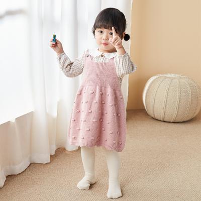 China Toddlers Solid Breathable Knee-Length Dress Girls Clothes Girls Dress Knitting Sundress for sale