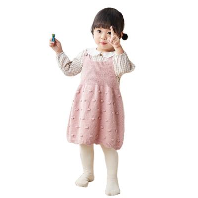 China Children Clothing Breathable Knitted Jumper Skirt Wholesale Acrylic / Nylon Dress Girls Lovely Girl Dresses for sale