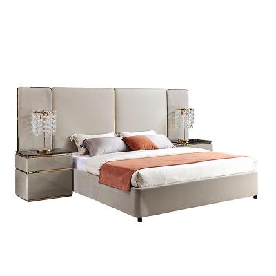 China Headboard and Bed Base Rich Furniture high headboard hotel bedroom furniture set home master beds Italian king size luxury modern bed for sale