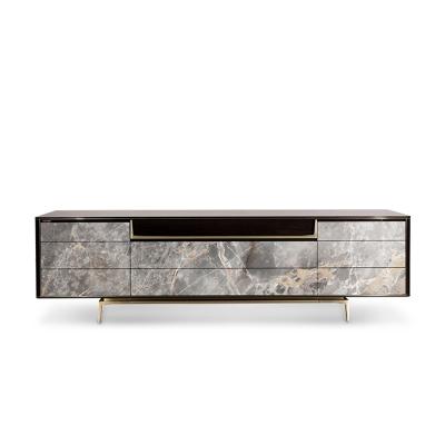 China Adjustable (other) postmodern italian luxury tv stand furniture with wood top artifical marble door tv cabinet modern tv stand for sale