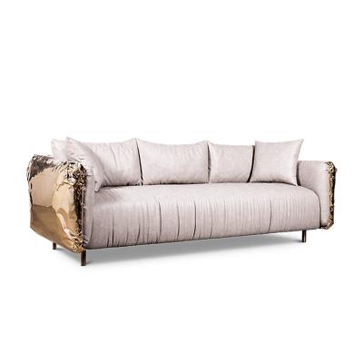 China Other Classic villa high quality couch sofa set furniture gold Italian luxury genuine leather sofa for sale