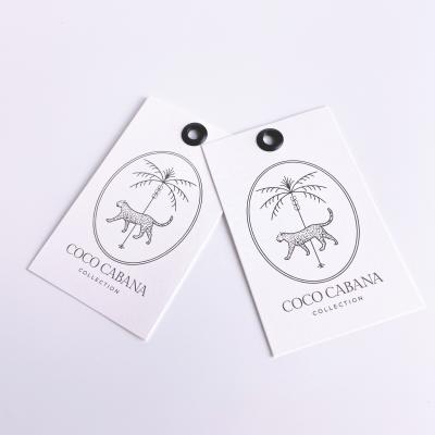 China Recyled Customized Printed Cotton Canvas Fabric Hang Tag For Clothing Cardboard Hang Tag for sale