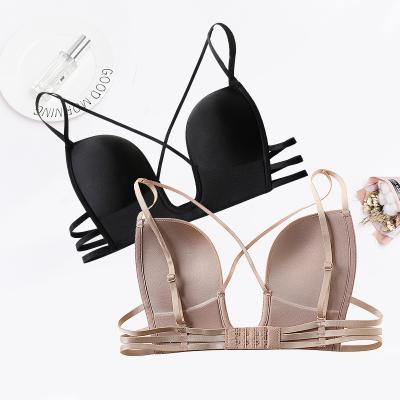 China Women's Backless Bra U Backless Deep Strapless Underwear Beauty Gathered Crop Top Seamless Lift Up Bare Bra Invisible Bra for sale