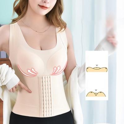 China Viable 2 In 1 Waist Button Up Bra Shaper Plus Size Body Shaper Slimming Shapewear Trimmer Belt Waist Trainer Corset for sale