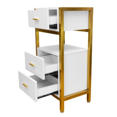 China Durable Barber Shop Tool Wood Trolley Beauty Salon Equipment Storage Salon Trolley Furniture Stable Trolley Salon Cabinet for sale