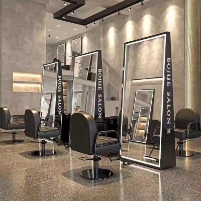 China Beaty Hair Salon Furniture Beauty Salon Furniture Set Styling Chair Vanity Table Salon Post Crystal Furniture Salon Mirror With LED Light for sale