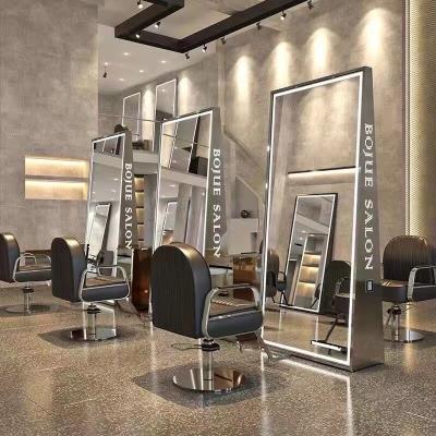 China Beaty Hair Salon Furniture Barber Shop Furniture Set Hair Salon Mirror Station Styling Stations Led Barber Mirrors for sale