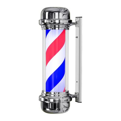 China Beaty Barber Shop Furniture LED Barber Pole Red White Blue Shaver Rotating Light Sign Barber Pole Outdoor Salon Shop for sale