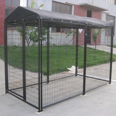 China Sustainable Large Style Powder Coated Black Dog Kennel Dog House With Welded Wirw Mesh For Sale for sale