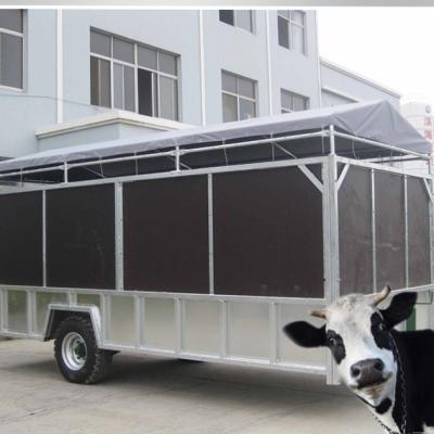 China Truck Trailer Hot Dipped Galvanized Animal Transport Semi Trailer, sheep and cattle transporter for sale