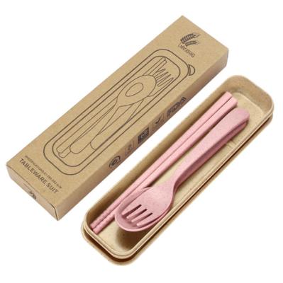 China 3 Pcs Sustainable Tableware Environmentally Friendly Logo Made Of Straw Materials Cookware Sets Biodegradable Children's Tableware Sets for sale