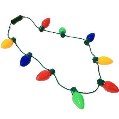 China Party LED Christmas Plastic Luminous Necklace Halloween Christmas Light Necklace With Big Colorful Light Bulbs for sale