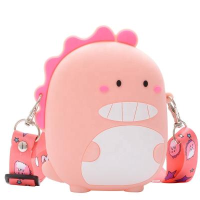 China 2021 New Fashion Novelty Kids Silicon Pocket Cartoon Pink Dinosaur Coin Purses for sale