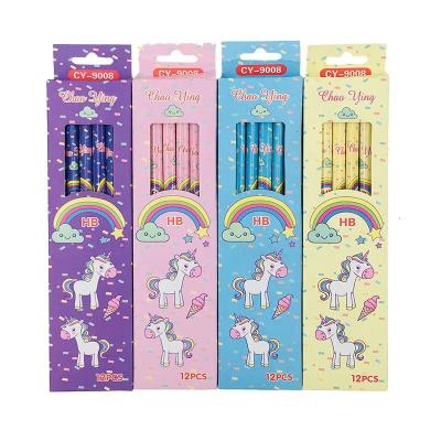 China New Eco HB Children's School Office School Pencil Cute Unicorn Pencil Stationery Cartoon Wooden Advance for sale