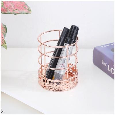 China 2021 Europe\North America Creative Nordic Makeup Storage Desktop Metal Gold Pen Holder for sale