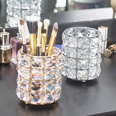 China Europe\North America Style Gold European Silver Cosmetic Container Metal Glass Crystal Pen Holder for sale