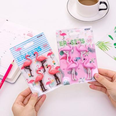 China Assembled 3D/Eco-friendly/Cute/Novelty/Manual/Best Selling Cute Fancy/Promotional/Custom Girl Gifts Cartoon Pink Flamingo 3D Shape Erasers for sale