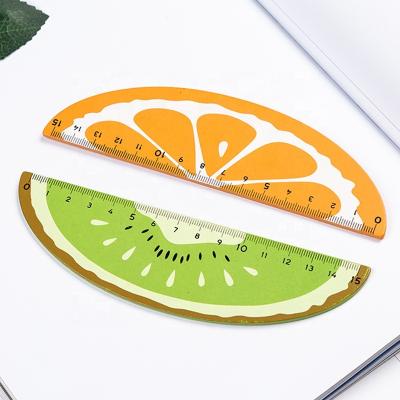 China 2021 New School Creative Cartoon Fruit Shape 15cm Ruler Wood Eco-friendly Kids Gift for sale