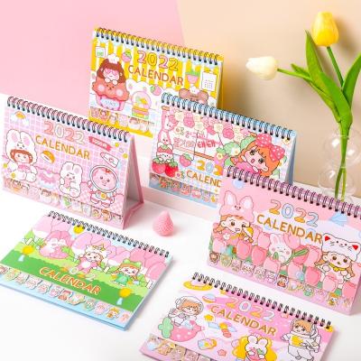 China Eco-friendly creative kawaii kids girls cartoon 2022 year desk calendar with sticky note for sale