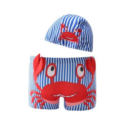 China Breathable Custom Sea Animals Design Cartoon Swim Cap Swim Trunks Boys Kids for sale