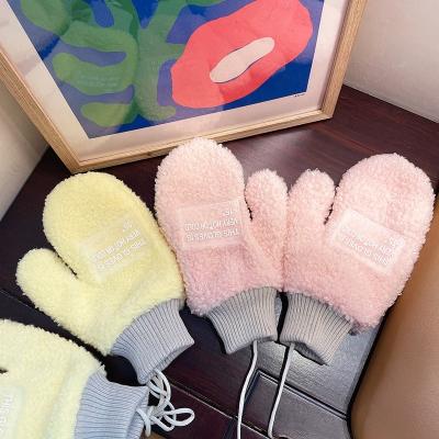 China Cute Heat Fashion Lady Mittens Thicken Plush Winter Warm Gloves Custom Logo for sale